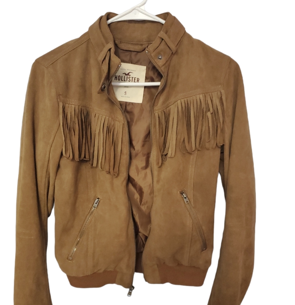 Hollister Faux Suede Fringe Jacket, Size S